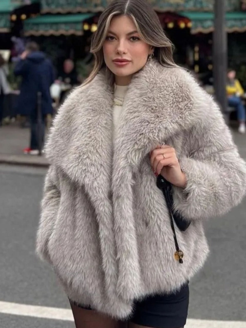 Winter Plush Coat Fashion Thicken Lapel